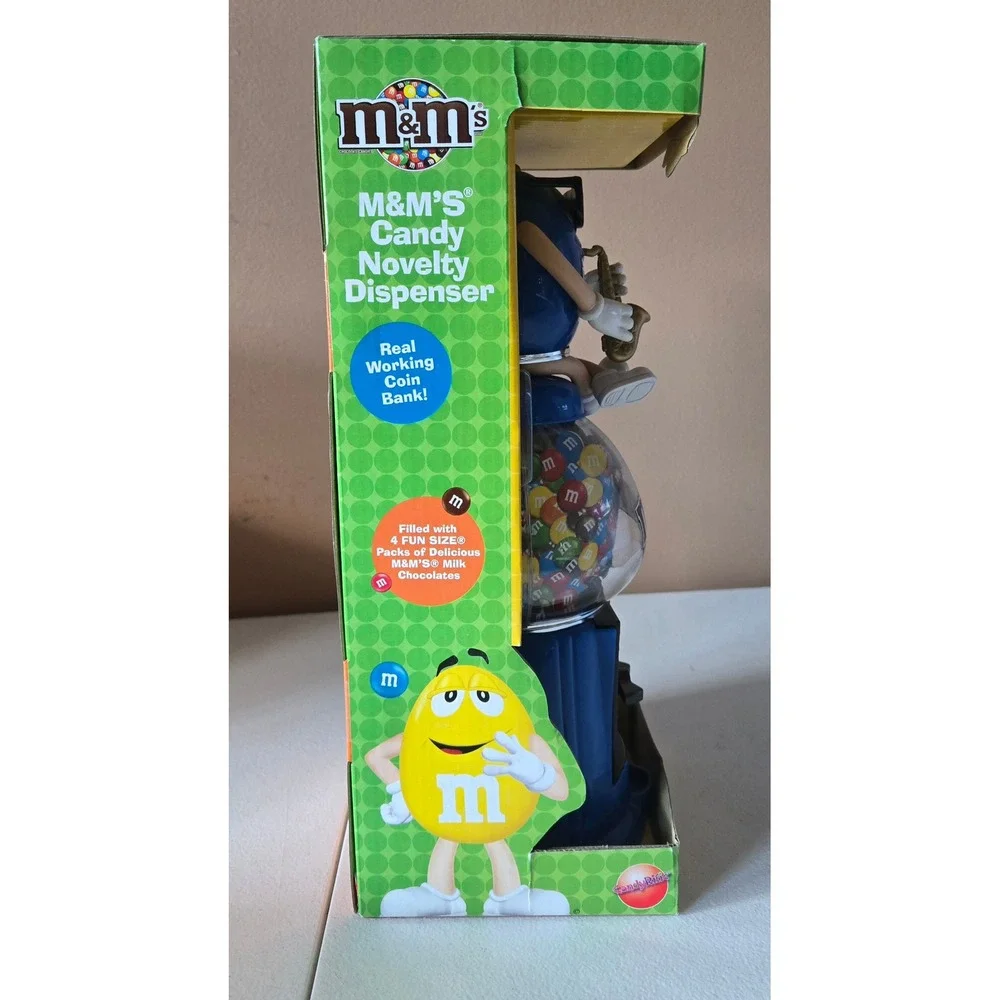 M&Ms Candy Novelty Dispenser with Real Working Coin Bank Blue M‎ M Candy
